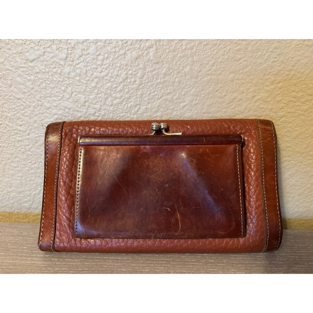 Vintage Dooney & Bourke All Weather Leather Trifold Kiss Lock Wallet Old Money - Picture 2 of 9